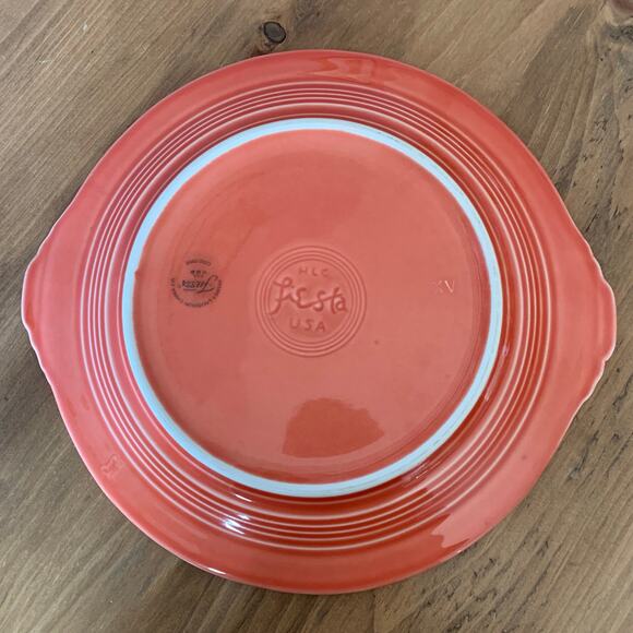 Fiesta Fiestaware Retired Persimmon Handled Cake Plate Hostess Plate 1995-2008 - Picture 2 of 7